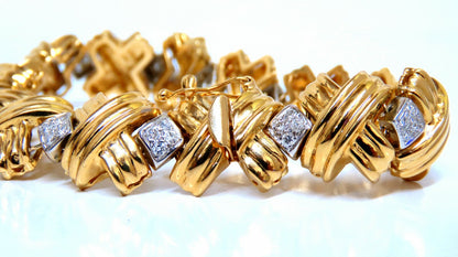 Natural Diamonds X Bracelet wide caliber 14kt two toned 39 grams *v