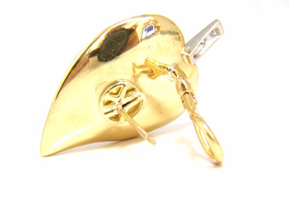 18kt .25ct diamonds matrix quartz rough slice leaf earrings omega 3d *v