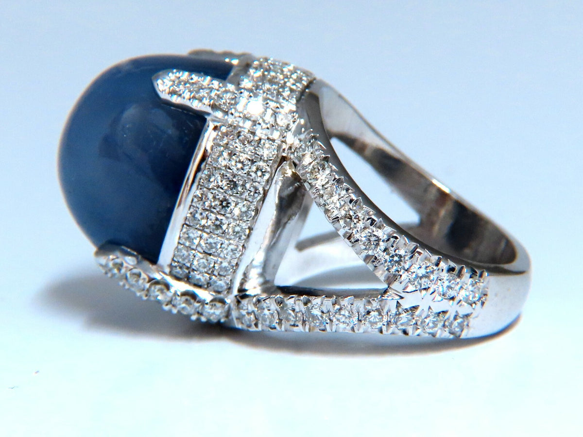 GIA Certified 49.73ct No Heat Color Change Sapphire Diamonds Ring 18kt**