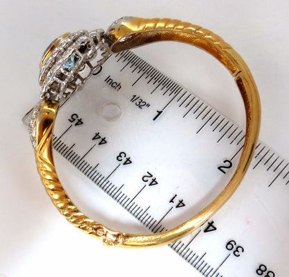 Aquamarine diamonds bangle bracelet 18kt 15.50ct  Natural Italian Cluster *v