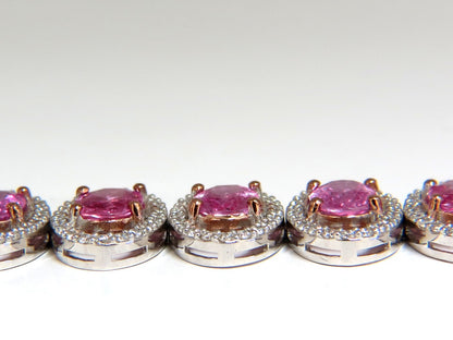 27.47ct natural Vivid Pink Sapphire diamond bracelet 14kt g/vs pink halo *v