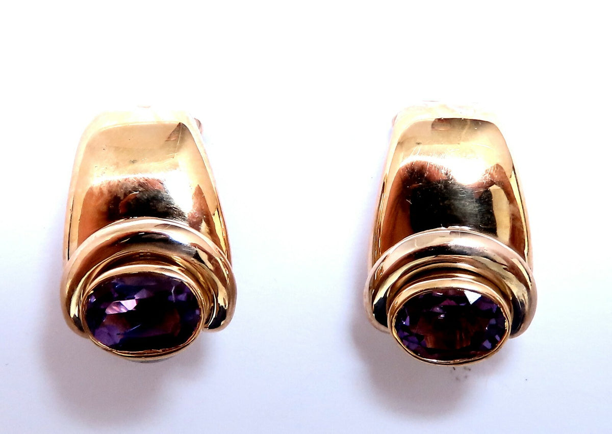 2ct natural oval purple amethyst clip earrings 18kt *v