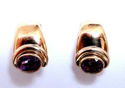 2ct natural oval purple amethyst clip earrings 18kt *v