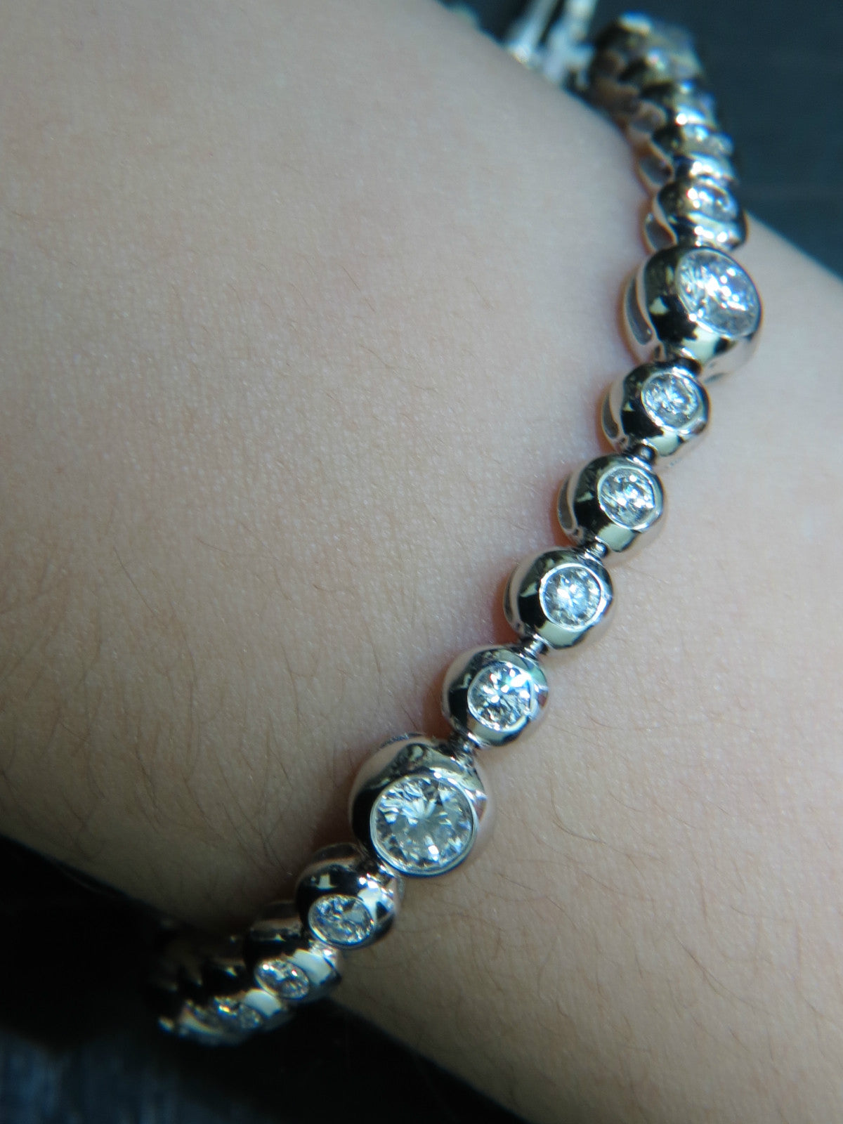 3.65CT NATURAL DIAMONDS TENNIS BRACELET 14KT FLUSH *v