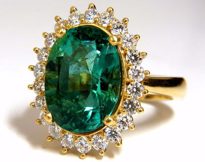 GIA Certified 8.60ct natural green emerald diamonds ring 18kt "F1" Halo Prime *v