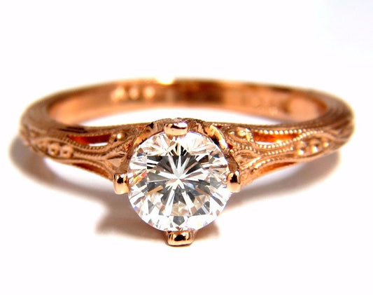 GIA Certified .95ct F.Si1 natural round diamond ring Portuguese Revival 14kt *v