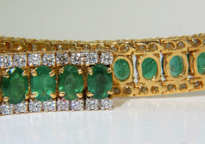 27.65 Carat Natural Vivid Green Emerald Diamond Bracelet F/VS 14kt Ref 12324 *v