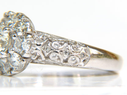 3D GILT 2.06CT CLUSTER NATURAL DIAMOND RING GOLD 14KT VS *v