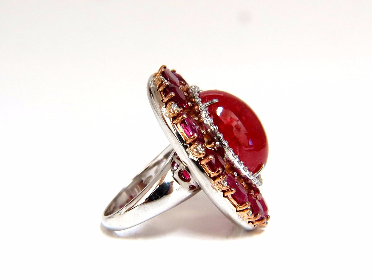 GIA Certified 20.30ct Natural Rhodonite Ruby Diamonds cluster ring 18kt *v