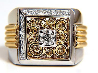 18kt mens .60ct diamond ring coil wrap 3d tourbillon still life deco 10002 *v