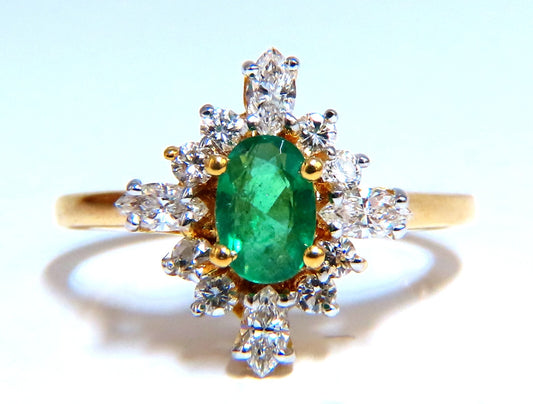 Emerald Diamonds Ring 14kt 1.20ct Edwardian Deco *v