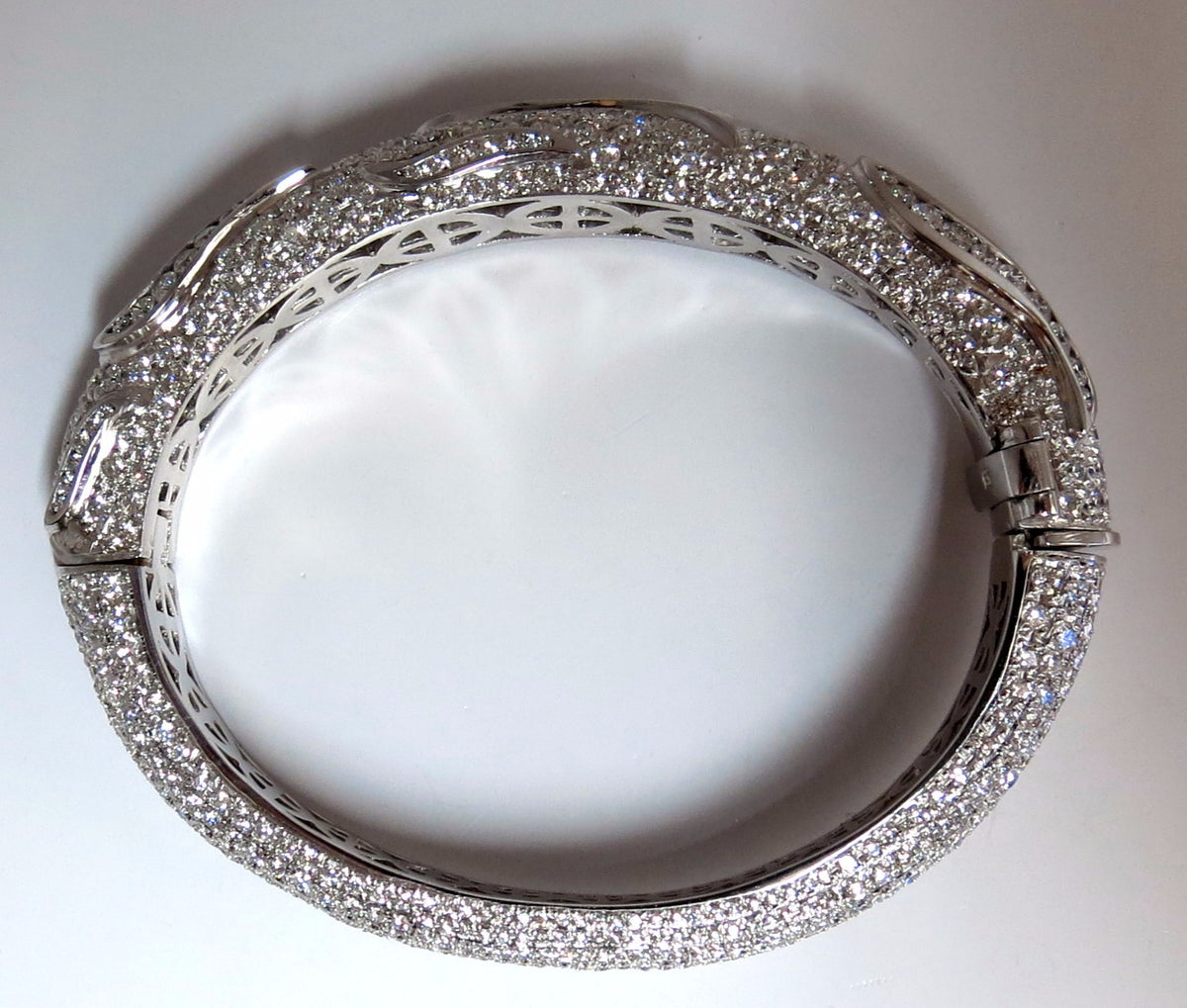 14.02ct natural diamonds eternity encrusted bangle bracelet 18kt Glam *v