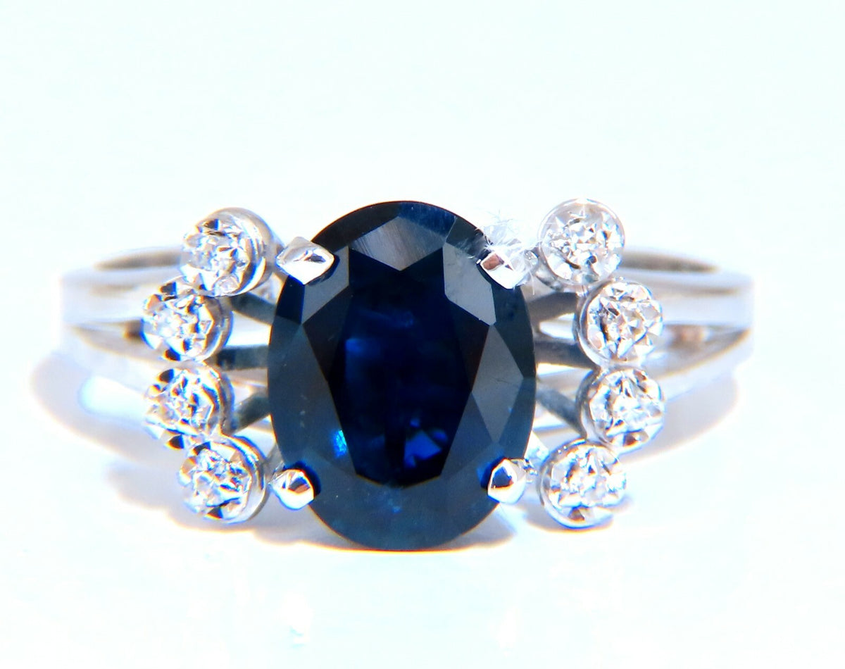 GIA Certified 1.89ct Sapphire Diamonds Ring 14kt No Heat *v