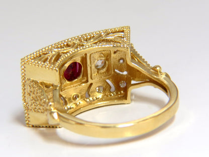 GIA 2.31CT NATURAL CUSHION VIVID RED RUBY DIAMONDS BYZANTINE RING 18KT GOLD*v