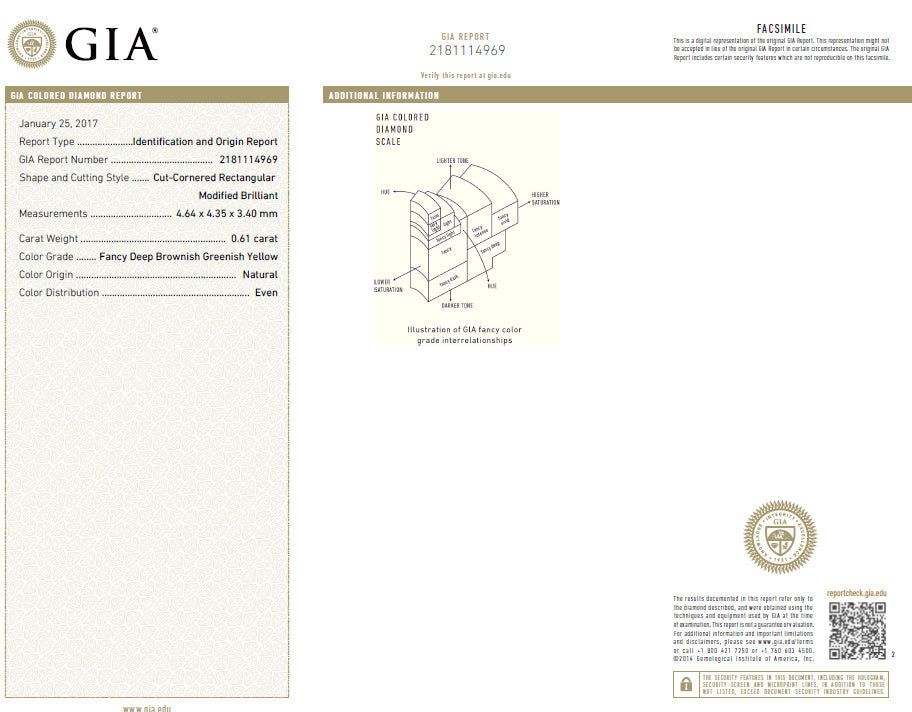 GIA Certified Natural Fancy color Diamond ring 14kt. Buckle Deco *v