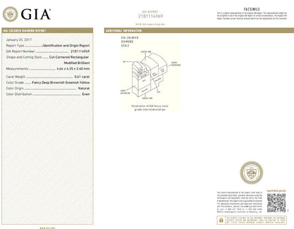 GIA Certified Natural Fancy color Diamond ring 14kt. Buckle Deco *v