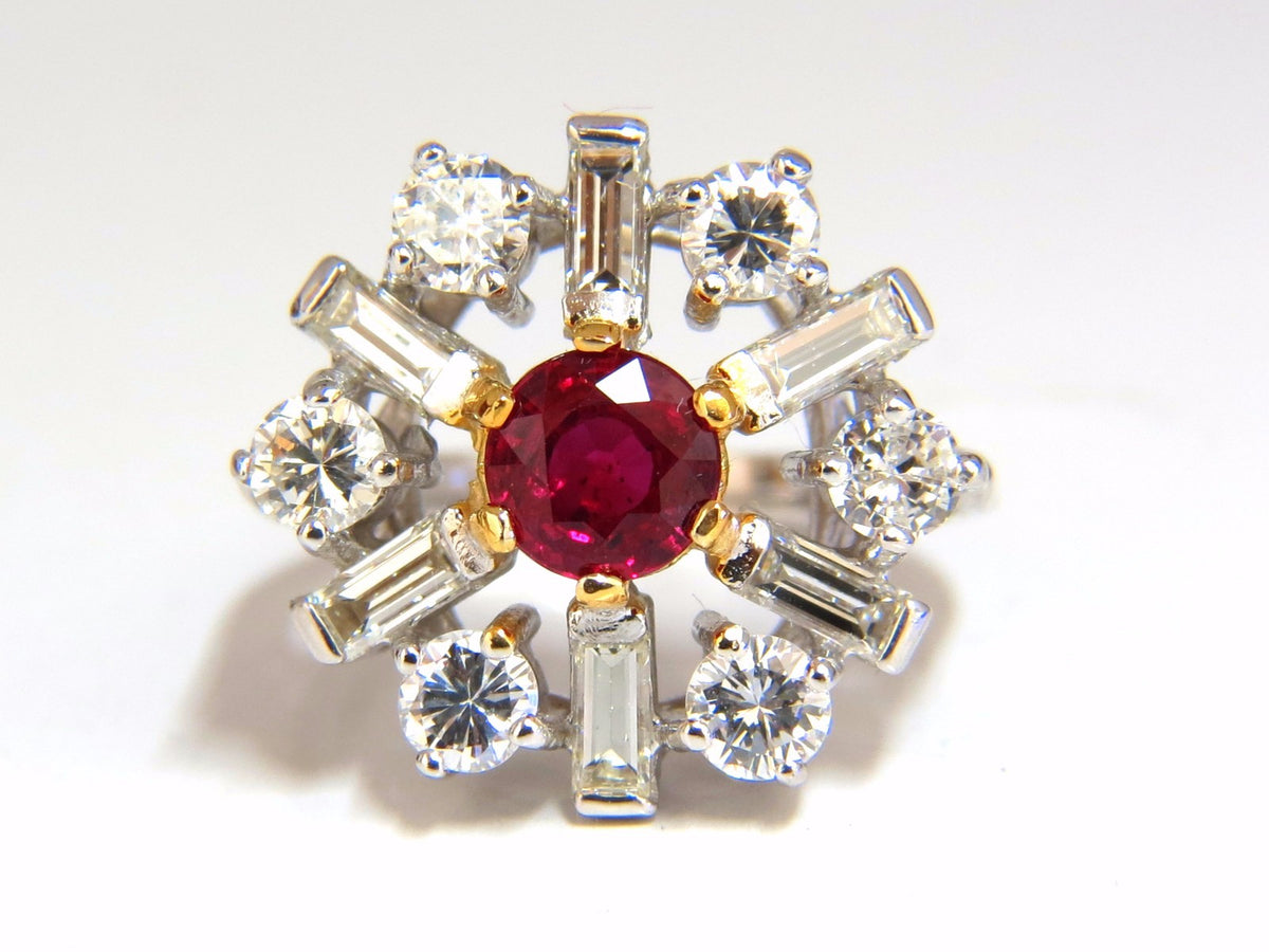 GIA Certified 2.45ct. Natural Ruby Diamonds ring 14kt Art Deco Ballerina Phase*v