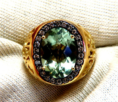 Garavelli Designer 16ct natural green amethyst diamonds ring 18kt *v