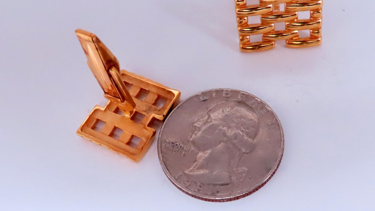 Staggered Brick Form Mens 14kt gold executive cufflinks 12362 *v