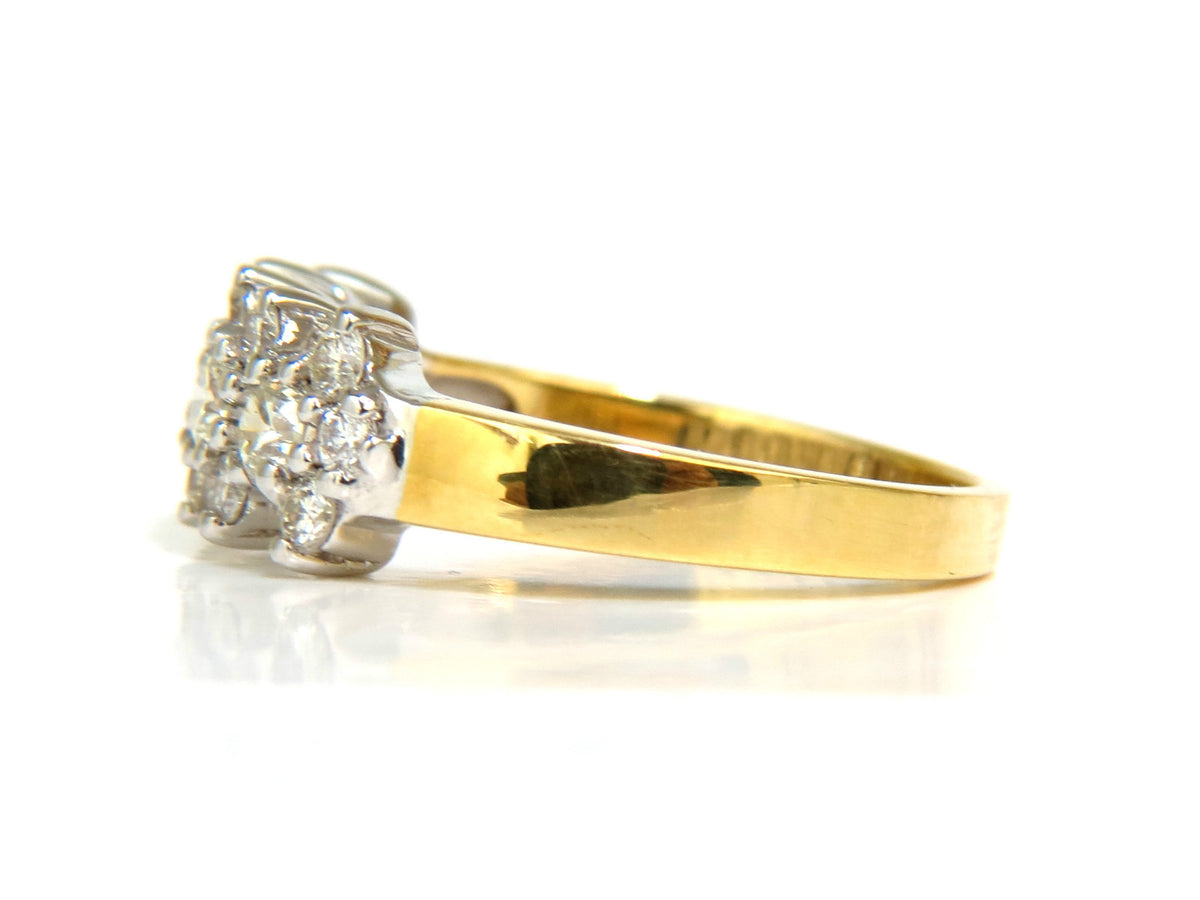 18KT GOLD 1.00CT NATURAL DIAMONDS CLUSTER BAND RING EXCELLENT CUTS *v