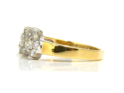 18KT GOLD 1.00CT NATURAL DIAMONDS CLUSTER BAND RING EXCELLENT CUTS *v