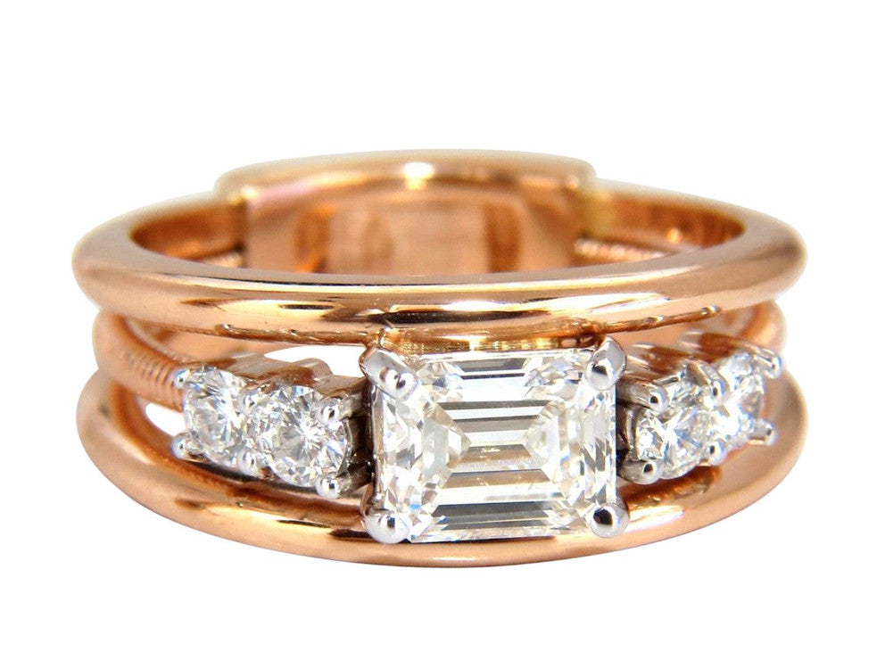 GIA Certified 1.46ct Emerald Cut Diamonds ring 18kt F/VVs-1 Coil *v