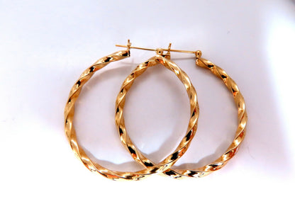 14Kt Gold Hoop Candy cane Twist *v