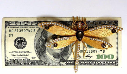 Dragonfly Natural Pearls Blackstar Brooch Pin 18Kt Gold Ref 12303 *v