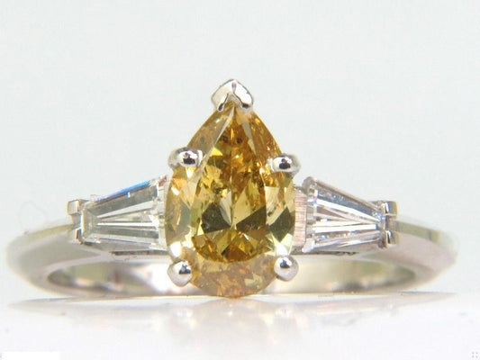 GIA 1.62CT NATURAL FANCY YELLOW DIAMOND RING VIVID & CLEAN 14kt *v