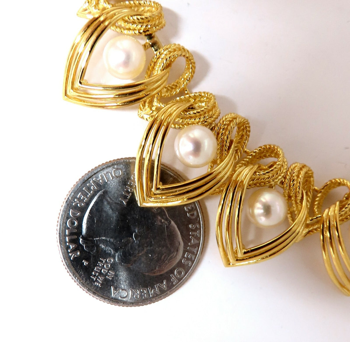 6.3mm Natural Japanese Akoya Pearls Necklace 18 Karat Two Tier Intertwined *v