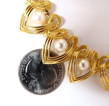 6.3mm Natural Japanese Akoya Pearls Necklace 18 Karat Two Tier Intertwined *v