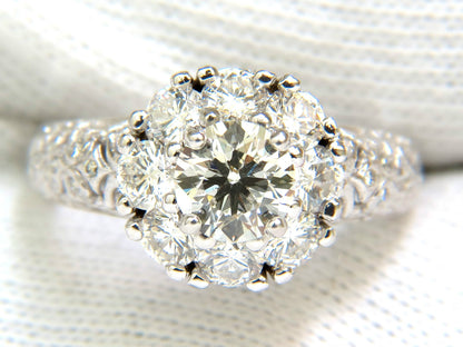 3D GILT 2.06CT CLUSTER NATURAL DIAMOND RING GOLD 14KT VS *v
