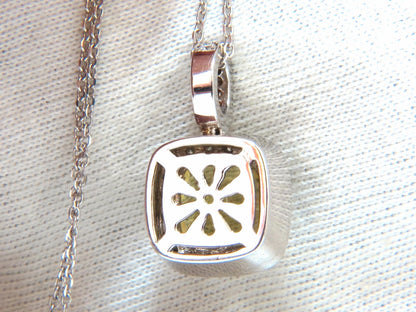 5.85ct natural cushion brilliant yellow quartz diamond pendant square halo *v