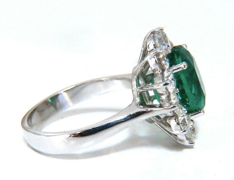 GIA Certified 4.40ct Natural Green Emerald Diamonds Ring 18kt Halo 12351 *v