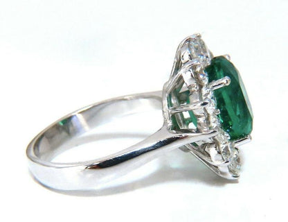 GIA Certified 4.40ct Natural Green Emerald Diamonds Ring 18kt Halo 12351 *v
