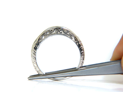 .35ct. NATURAL DIAMONDS CHANNEL DECO GILT ETCHED SCALING SHANK RING PLATINUM *v