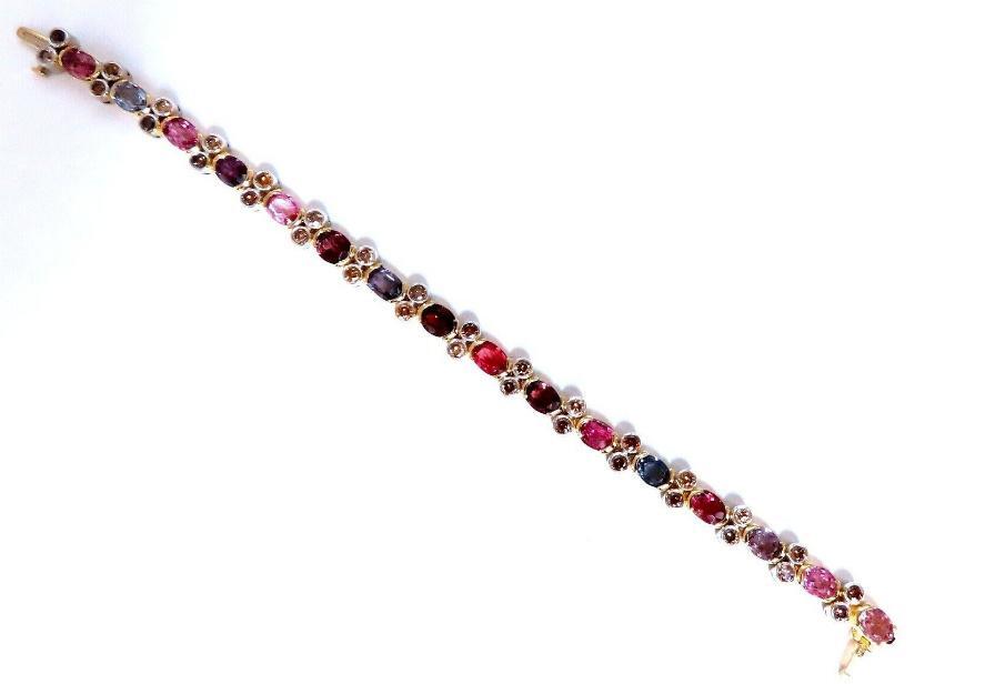 14.38ct Multicolored Spinel Diamonds Bracelet Gemline 14kt Gold Ref 12308 *v