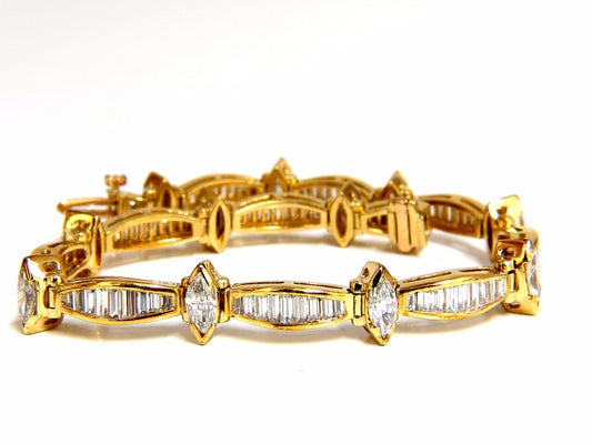 6.00ct natural diamonds baguettes marquise diamond tennis bracelet 18kt g/vs *v