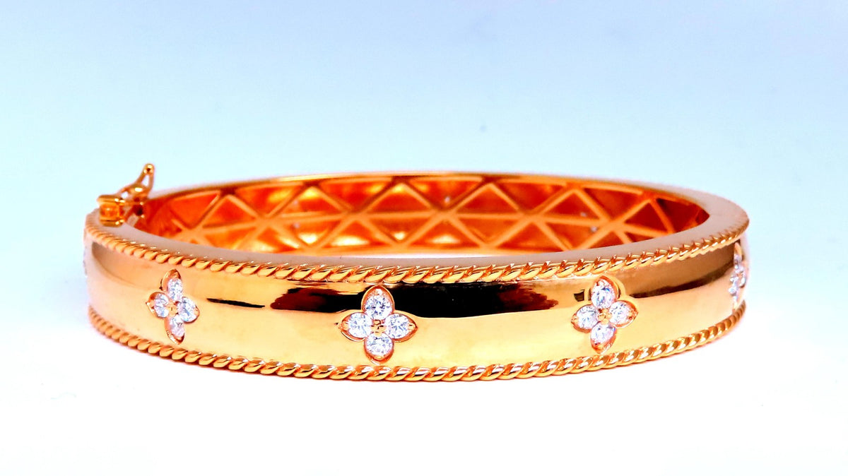 1.40ct Clover Natural Diamonds Bangle Bracelet 14kt 95547 *v