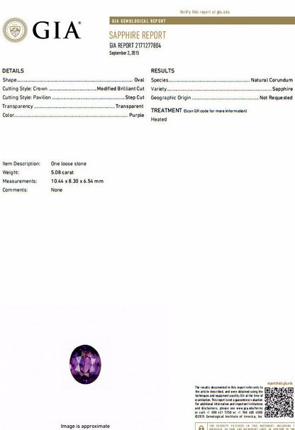 GIA Certified 6.41ct Natural Vivid purple sapphire diamonds ring *v