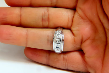 Mens .15ct natural round cut diamonds wide band bead 14 karat *v