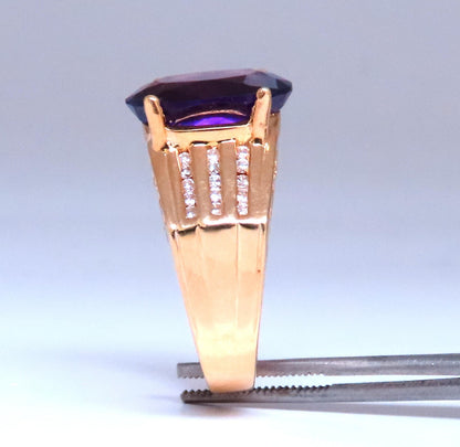 Natural Amethyst Diamonds Cathedral Ring 18kt gold Ref 12299 *v