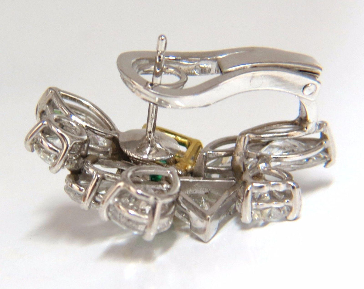 10.90ct Natural Emerald Diamond Crescent Cocktail Earrings Ref 12317 *v