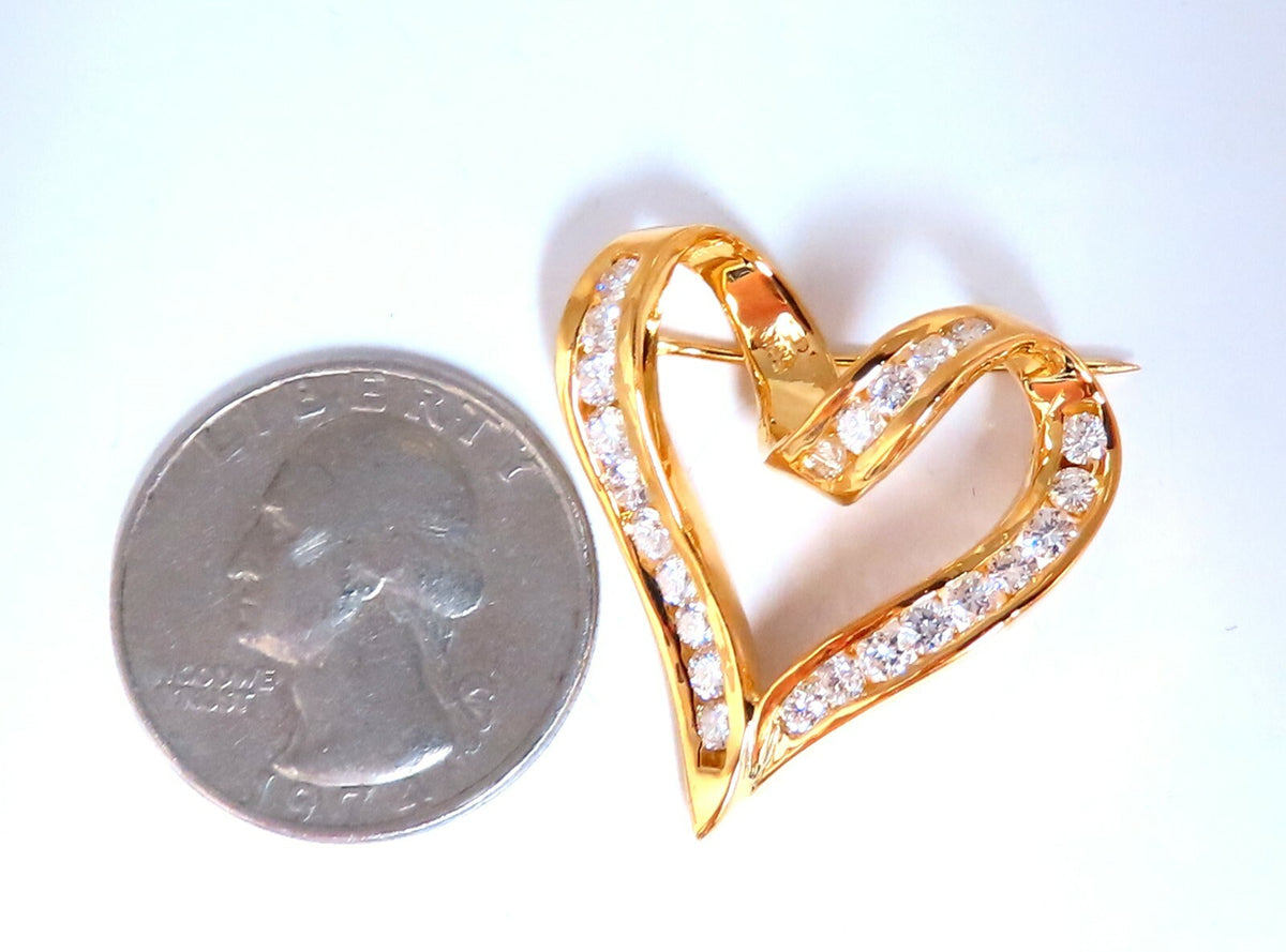 1.10ct Natural Diamonds Heart Pin 14kt *v