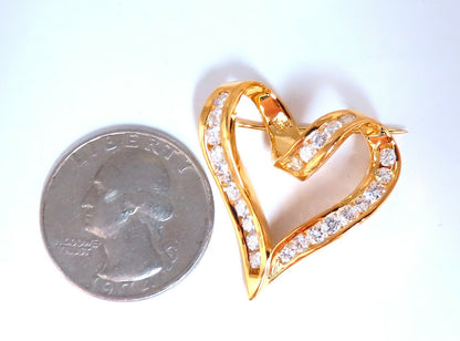1.10ct Natural Diamonds Heart Pin 14kt *v