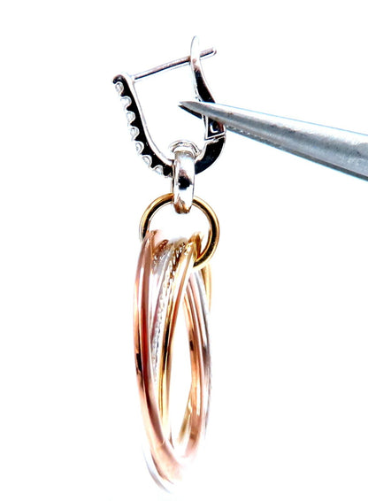 1.36ct natural diamonds rolling loop rings dangle earrings 14kt gold *v