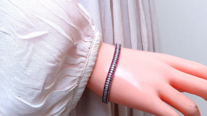 Three row natural ruby diamonds bracelet 14kt gold 12470 *v