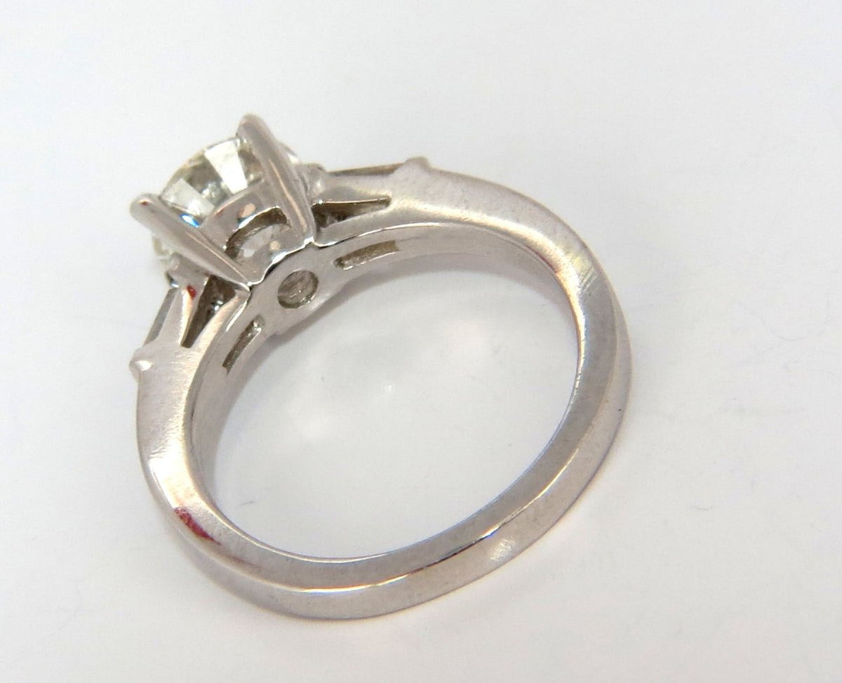 GIA 1.51ct. Round Brilliant Excellent cut diamond .30ct baguette ring Platinum*v