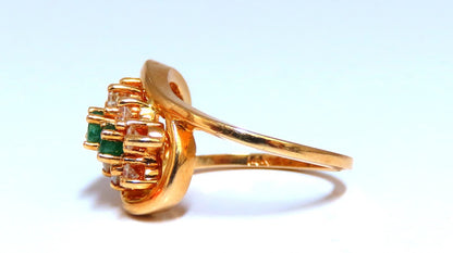 Emerald Diamonds Ring 14kt .36ct Natural Cluster Deco *v