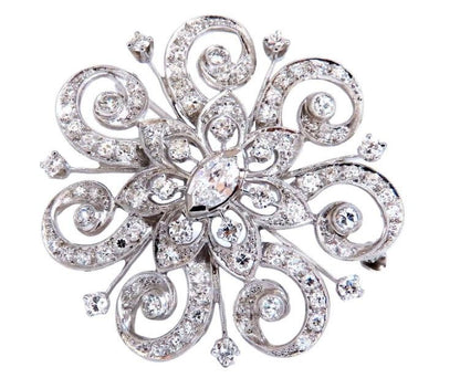 1.40ct Natural Diamonds Platinum Pin Edwardian Deco Vintage Ref 12329 *v